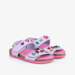 Stella McCartney Kids-Girls Lilac Jewel-Embellished Sandals | Childrensalon Outlet