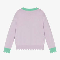 Stella McCartney Kids-Фиолетовый хлопковый кардиган с ракушками | Childrensalon Outlet
