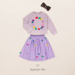 Stella McCartney Kids-Girls Lilac Tulle Pom-Pom Skirt | Childrensalon Outlet