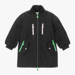 Stella McCartney Kids-Girls Matte Black Quilted Coat | Childrensalon Outlet