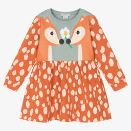 Stella McCartney Kids-Girls Orange Cotton Deer Dress | Childrensalon Outlet