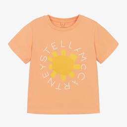 Stella McCartney Kids-Girls Orange Cotton Flower T-Shirt | Childrensalon Outlet