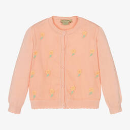 Stella McCartney Kids-Girls Orange Embroidered Floral Cardigan | Childrensalon Outlet