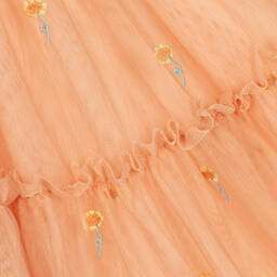 Stella McCartney Kids-Girls Orange Embroidered Tulle Skirt | Childrensalon Outlet