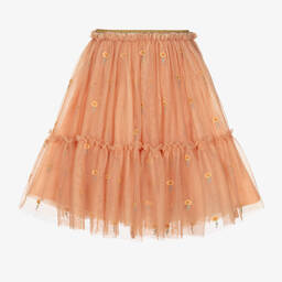 Stella McCartney Kids-Girls Orange Embroidered Tulle Skirt | Childrensalon Outlet