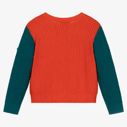 Stella McCartney Kids-Оранжевый вязаный свитер с цветами | Childrensalon Outlet