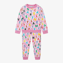 Stella McCartney Kids-بدلة رياضية قطن عضوي لون زهري للبنات | Childrensalon Outlet