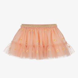 Stella McCartney Kids-تنورة تول بتطريز ورود لون برتقالي فاتح | Childrensalon Outlet
