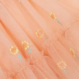 Stella McCartney Kids-تنورة تول بتطريز ورود لون برتقالي فاتح | Childrensalon Outlet
