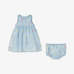 Stella McCartney Kids-فستان شامبراي بآيس كريم بألوان الباستيل للبنات | Childrensalon Outlet