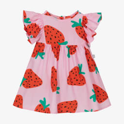 Stella McCartney Kids-Girls Pink Berry Pattern Flutter Dress | Childrensalon Outlet