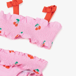 Stella McCartney Kids-بكيني بطبعة كرز وكشكش لون زهري (UPF50+) | Childrensalon Outlet