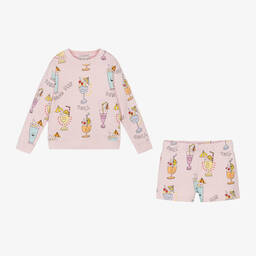 Stella McCartney Kids-Girls Pink Cotton Cocktails Shorts Set | Childrensalon Outlet
