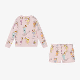 Stella McCartney Kids-Girls Pink Cotton Cocktails Shorts Set | Childrensalon Outlet