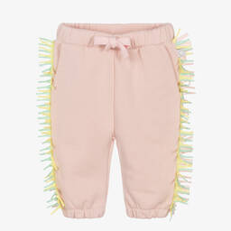 Stella McCartney Kids-Розовые хлопковые джоггеры с бахромой | Childrensalon Outlet