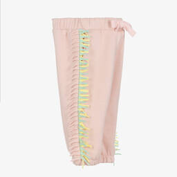 Stella McCartney Kids-Розовые хлопковые джоггеры с бахромой | Childrensalon Outlet