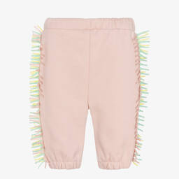 Stella McCartney Kids-Розовые хлопковые джоггеры с бахромой | Childrensalon Outlet