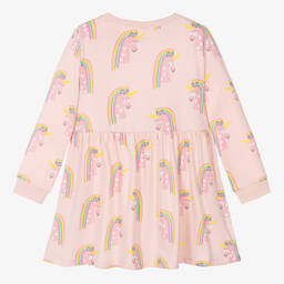 Stella McCartney Kids-Girls Pink Cotton Rainbow Unicorn Dress | Childrensalon Outlet