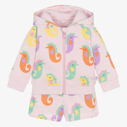 Stella McCartney Kids-Розовый топ и шорты из хлопка с морскими коньками | Childrensalon Outlet