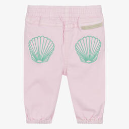Stella McCartney Kids-Розовые джинсовые джоггеры с ракушками для девочек | Childrensalon Outlet