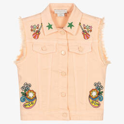 Stella McCartney Kids-Розовый джинсовый жилет с вышивкой | Childrensalon Outlet