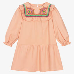 Stella McCartney Kids-Розовое хлопковое платье с вышивкой | Childrensalon Outlet