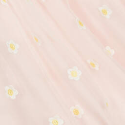 Stella McCartney Kids-Розовое платье из органзы с вышитыми ромашками | Childrensalon Outlet