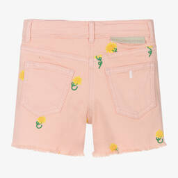 Stella McCartney Kids-Girls Pink Embroidered Denim Shorts | Childrensalon Outlet