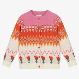 Stella McCartney Kids-Girls Pink & Ivory Cotton Tulip Cardigan | Childrensalon Outlet