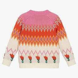 Stella McCartney Kids-Girls Pink & Ivory Cotton Tulip Cardigan | Childrensalon Outlet