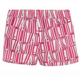 Stella McCartney Kids-شورت ليوسيل لون زهري وأبيض للبنات | Childrensalon Outlet