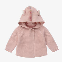Stella McCartney Kids-Girls Pink Organic Cotton Hooded Cardigan | Childrensalon Outlet