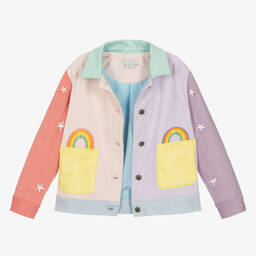 Stella McCartney Kids-Girls Pink & Purple Embroidered Jacket | Childrensalon Outlet