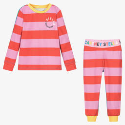 Stella McCartney Kids-Розовый топ и термоштанишки в красную полоску | Childrensalon Outlet