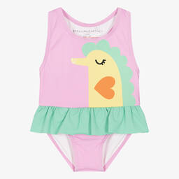Stella McCartney Kids-Розовый купальник с морским коньком (UPF 50+) | Childrensalon Outlet