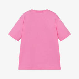 Stella McCartney Kids-Розовая хлопковая футболка для девочек в стиле скейтер | Childrensalon Outlet