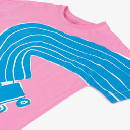 Stella McCartney Kids-Розовая хлопковая футболка для девочек в стиле скейтер | Childrensalon Outlet