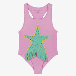 Stella McCartney Kids- Girls Pink Star Swimsuit (UPF50+) | Childrensalon Outlet