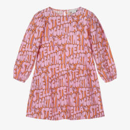 Stella McCartney Kids-Girls Pink Starry Viscose Dress | Childrensalon Outlet