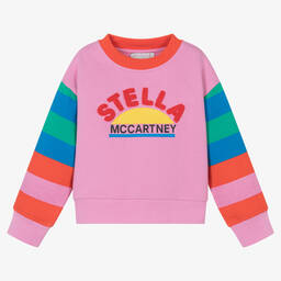 Stella McCartney Kids-Розовый хлопковый свитшот с полосками | Childrensalon Outlet