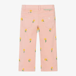 Stella McCartney Kids-Girls Pink Sunflowers Wide Leg Jeans | Childrensalon Outlet