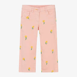 Stella McCartney Kids-Girls Pink Sunflowers Wide Leg Jeans | Childrensalon Outlet