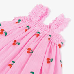 Stella McCartney Kids-فستان بناتي وردي من التول بتصميم الكرز الفاخر | Childrensalon Outlet