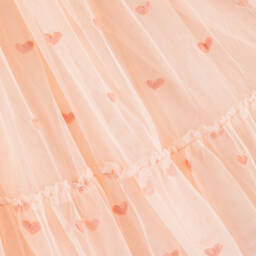 Stella McCartney Kids-فستان مزين بقلوب تول لون زهري | Childrensalon Outlet