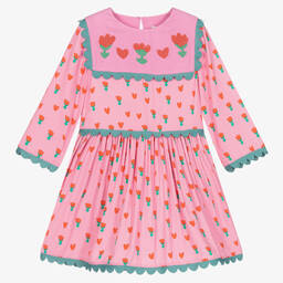Stella McCartney Kids-Girls Pink Viscose Tulips Dress | Childrensalon Outlet