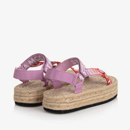 Stella McCartney Kids-Girls Pink Woven Flatform Sandals | Childrensalon Outlet