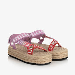 Stella McCartney Kids-Girls Pink Woven Flatform Sandals | Childrensalon Outlet