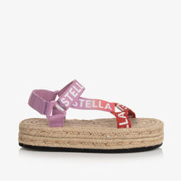 Stella McCartney Kids-Girls Pink Woven Flatform Sandals | Childrensalon Outlet