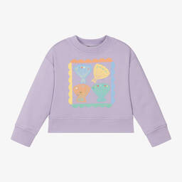 Stella McCartney Kids-Фиолетовый хлопковый свитшот с ракушками для девочек | Childrensalon Outlet