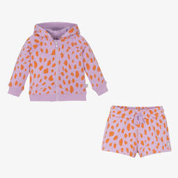 Stella McCartney Kids-طقم شورت أطفال بناتي قطن عضوي لون بنفسجي | Childrensalon Outlet